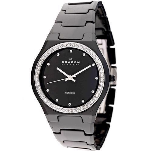 Image of sort keramik quartz Dame ur fra Skagen, 813LXBC